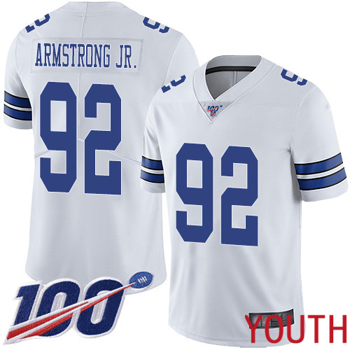 Youth Dallas Cowboys Limited White Dorance Armstrong Jr. Road #92 100th Season Vapor Untouchable NFL Jersey